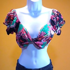 SHEIN Front Wrap Crop Top Size Large